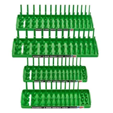 Hansen Global 3 Row Socket Holder, XGreen, 4PK HA99138